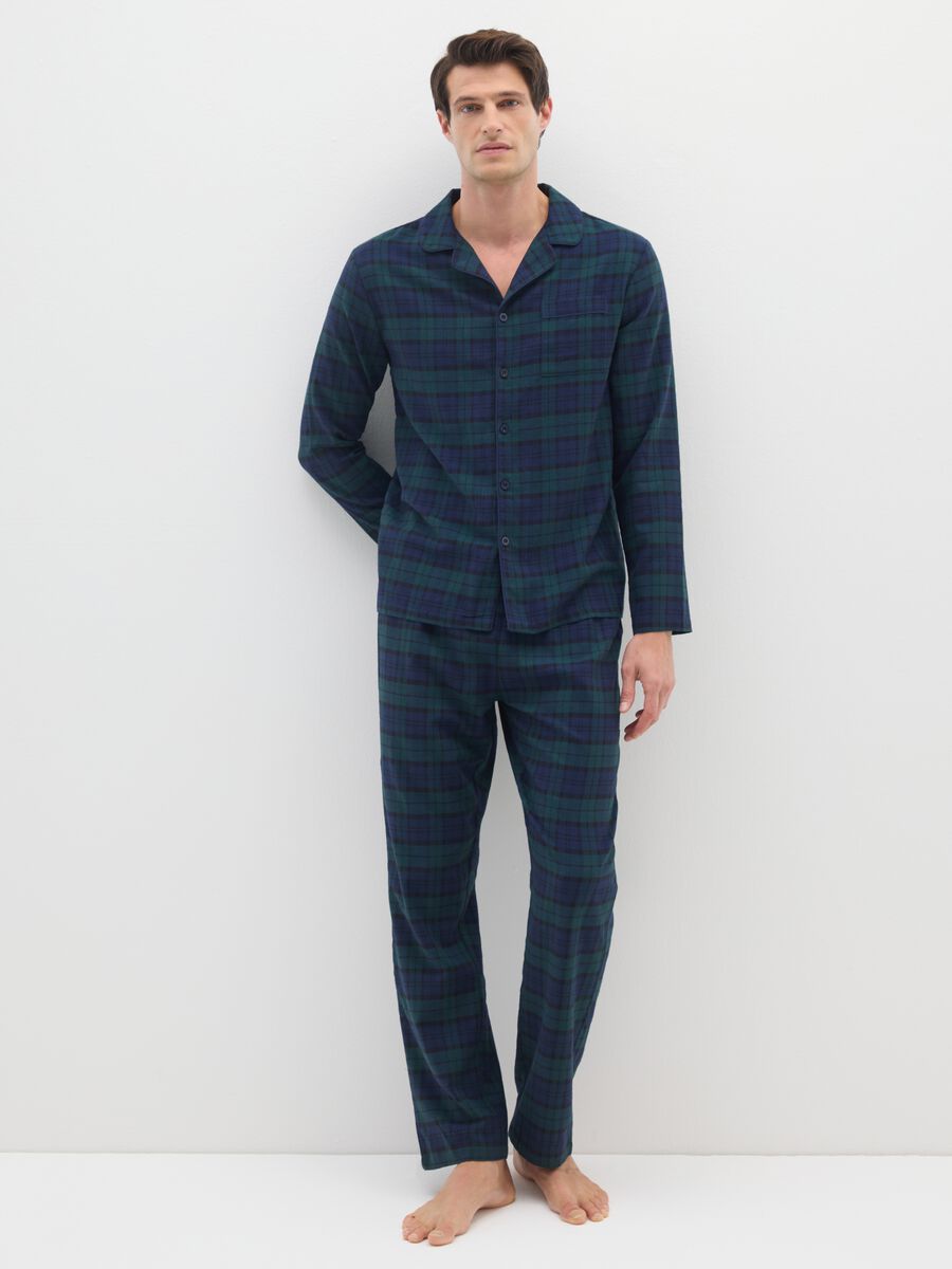 Pigiama in puro cotone multicolor regular fit a quadri_1