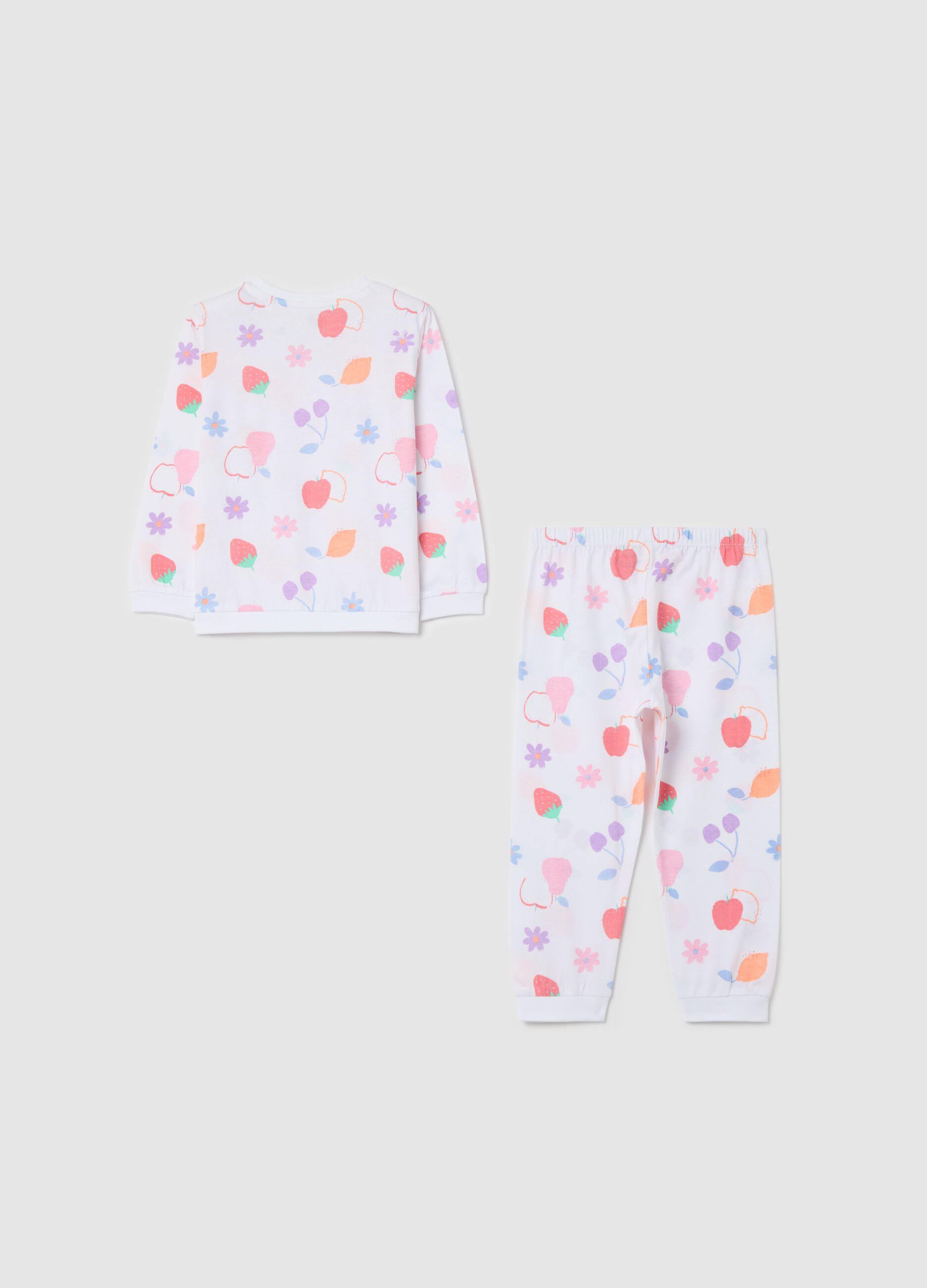 Cotton pyjamas with fruit print