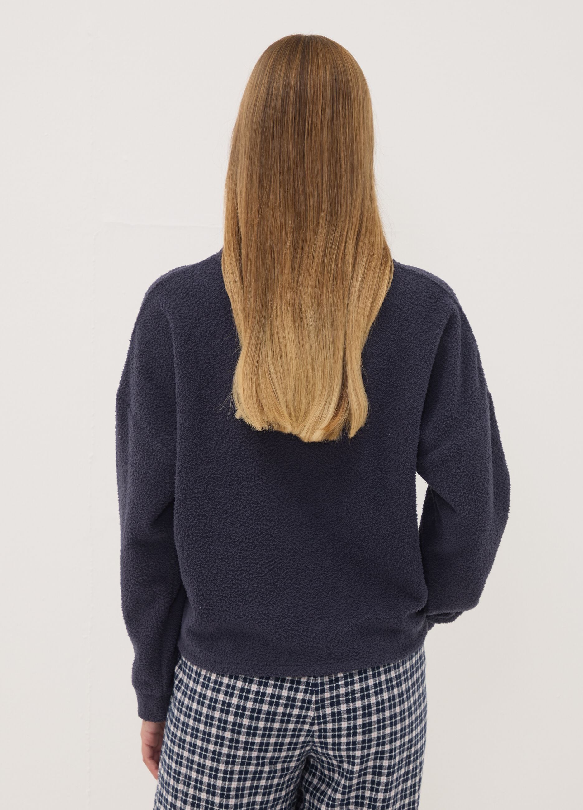Blue stretch-fabric crew-neck pyjamas