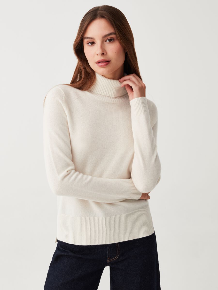 Pullover in cashmere a collo alto_0