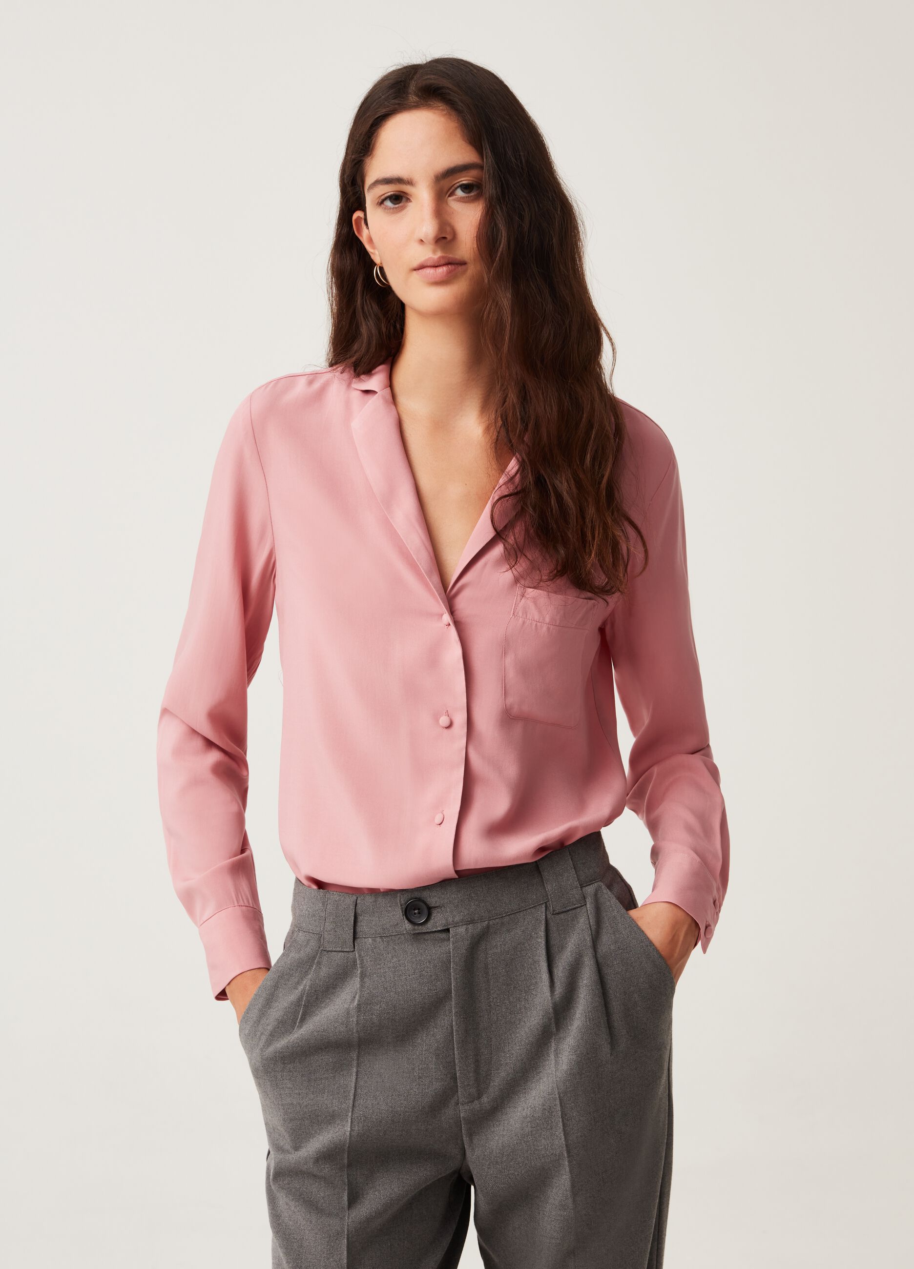 Camicia in viscosa con taschino_0