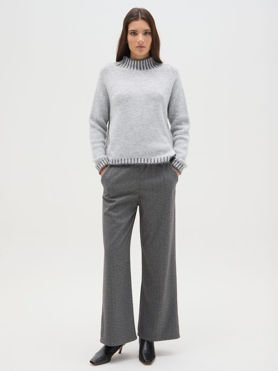 Grey regular fit jumper with ribbed collar and cut-out details_1