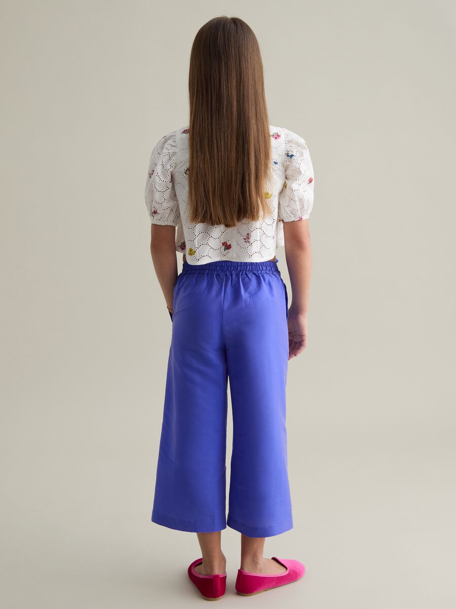 Girls’ wide-leg trousers in blue with elasticated waistband_2