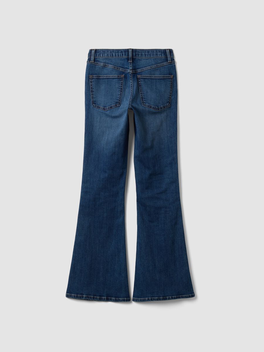 Jeans flare blu in cotone elasticizzato_6