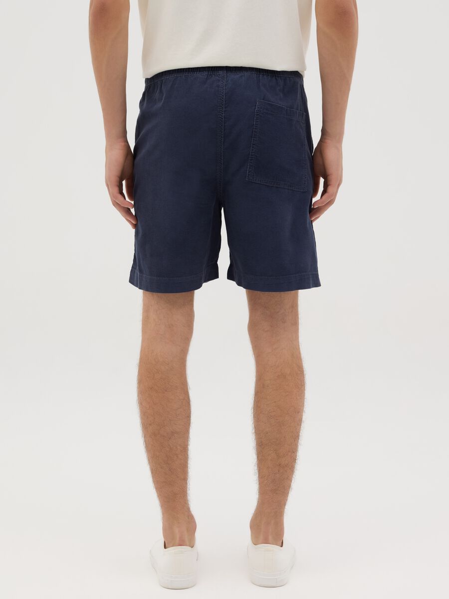 Men's blue regular fit pure cotton shorts with elastic drawstring_2