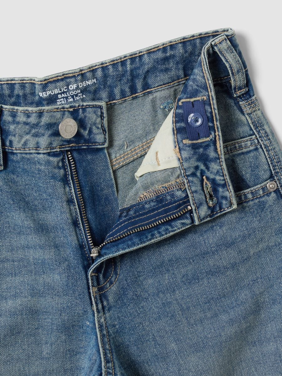 Jeans denim blu in puro cotone balloon fit_1