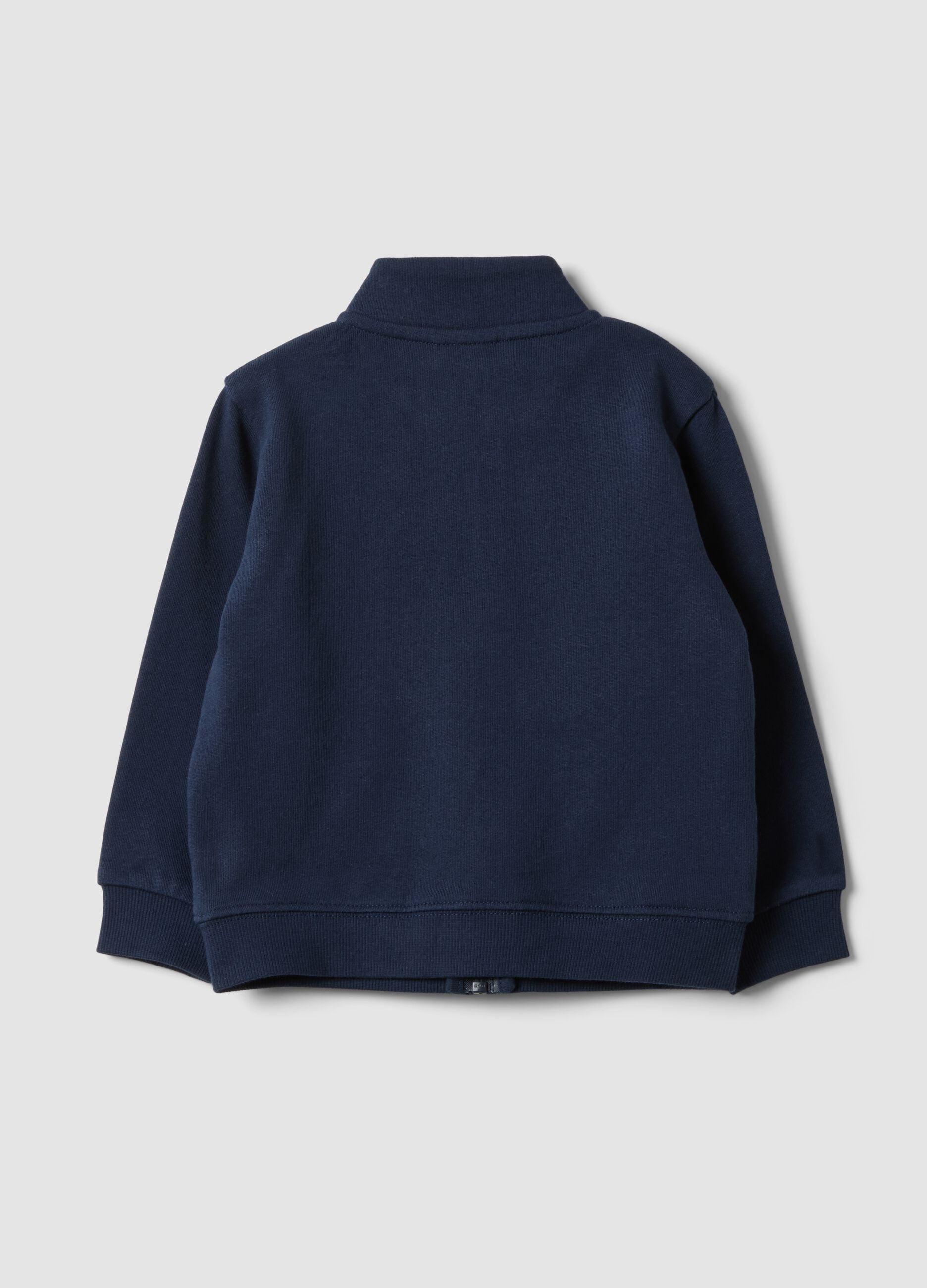 Felpa blu in puro cotone organico con girocollo per bimbo