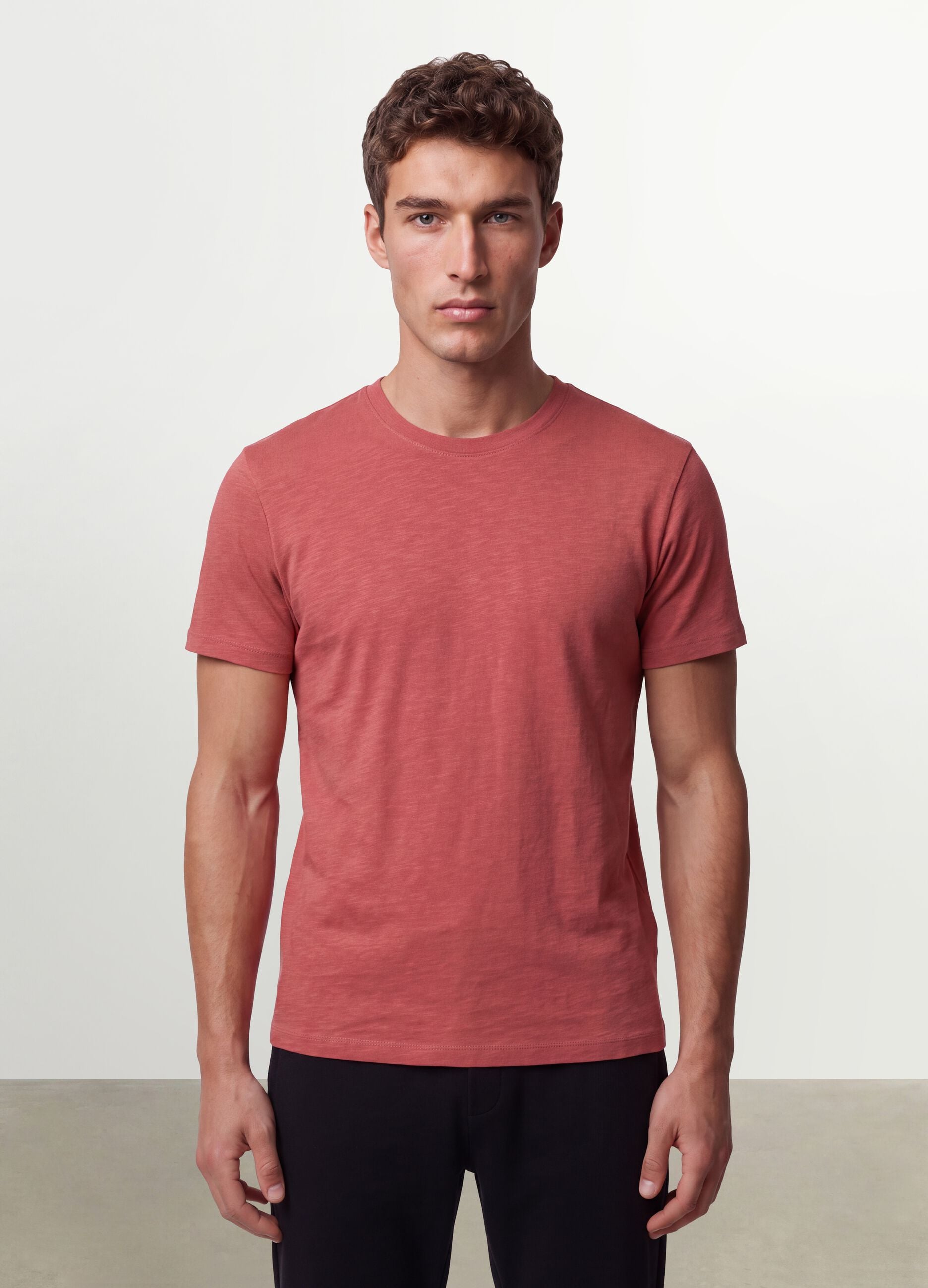 Pink pure cotton regular-fit short-sleeve T-shirt