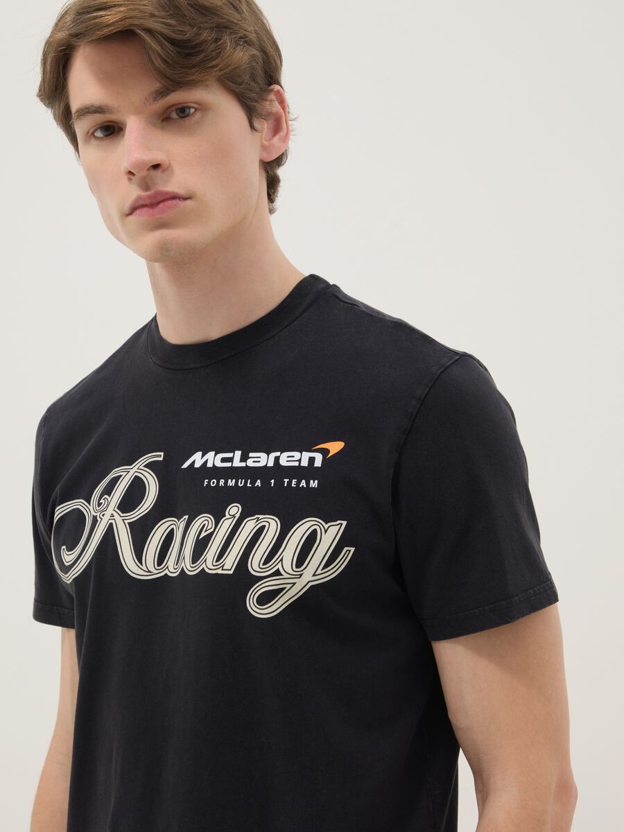 Black pure cotton regular fit t-shirt with McLaren print_3