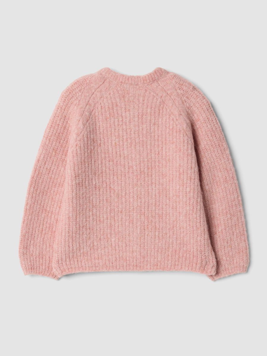 Cardigan rosa in viscosa e lana elasticizzata over fit_1