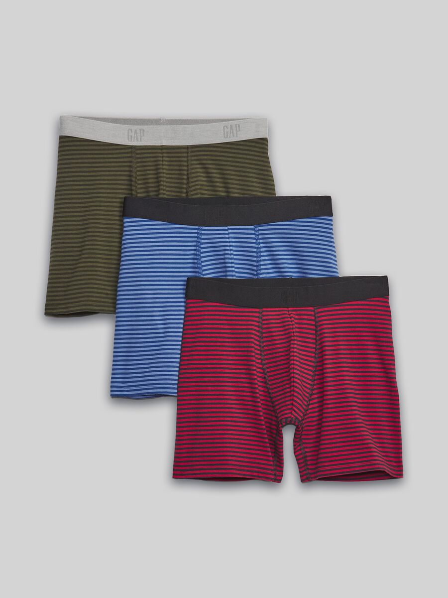 Tripack boxer in cotone stretch a righe_0