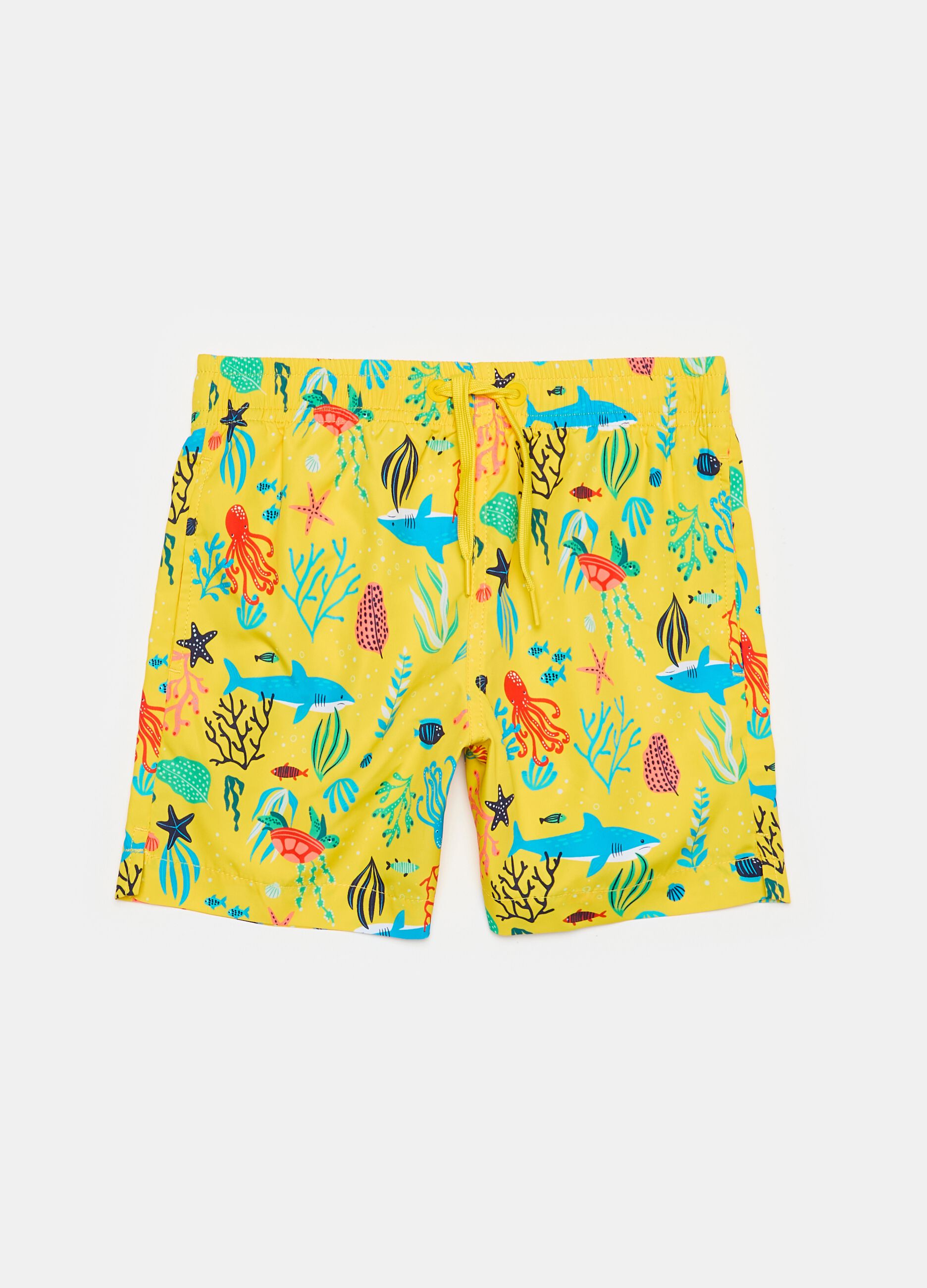 Swimming trunks with sea bed print