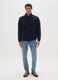 Regular Fit Blue Fleece Jacket with Zip_1