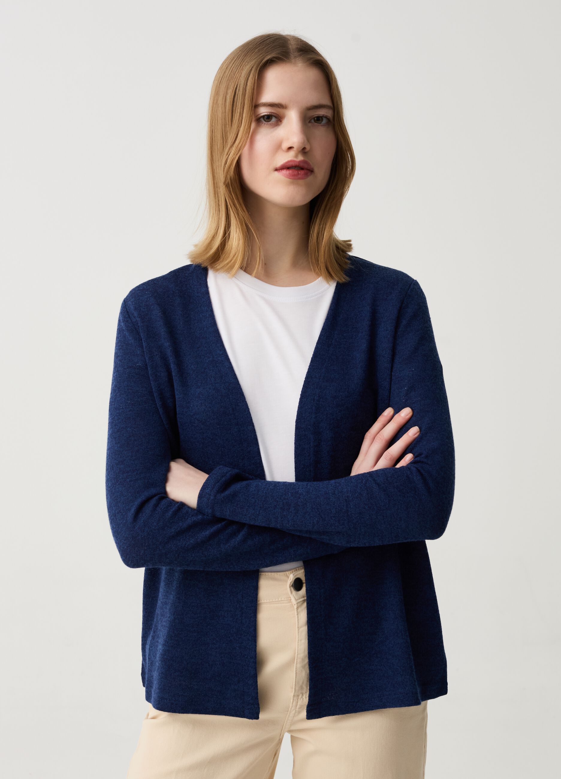 Open mélange cardigan