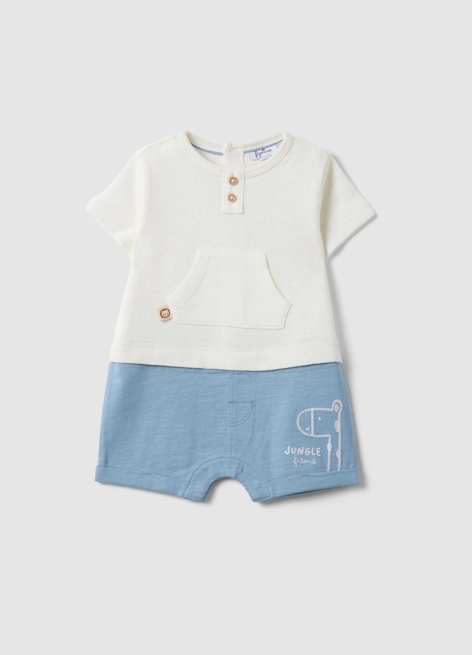 Blue and white pure cotton baby romper
