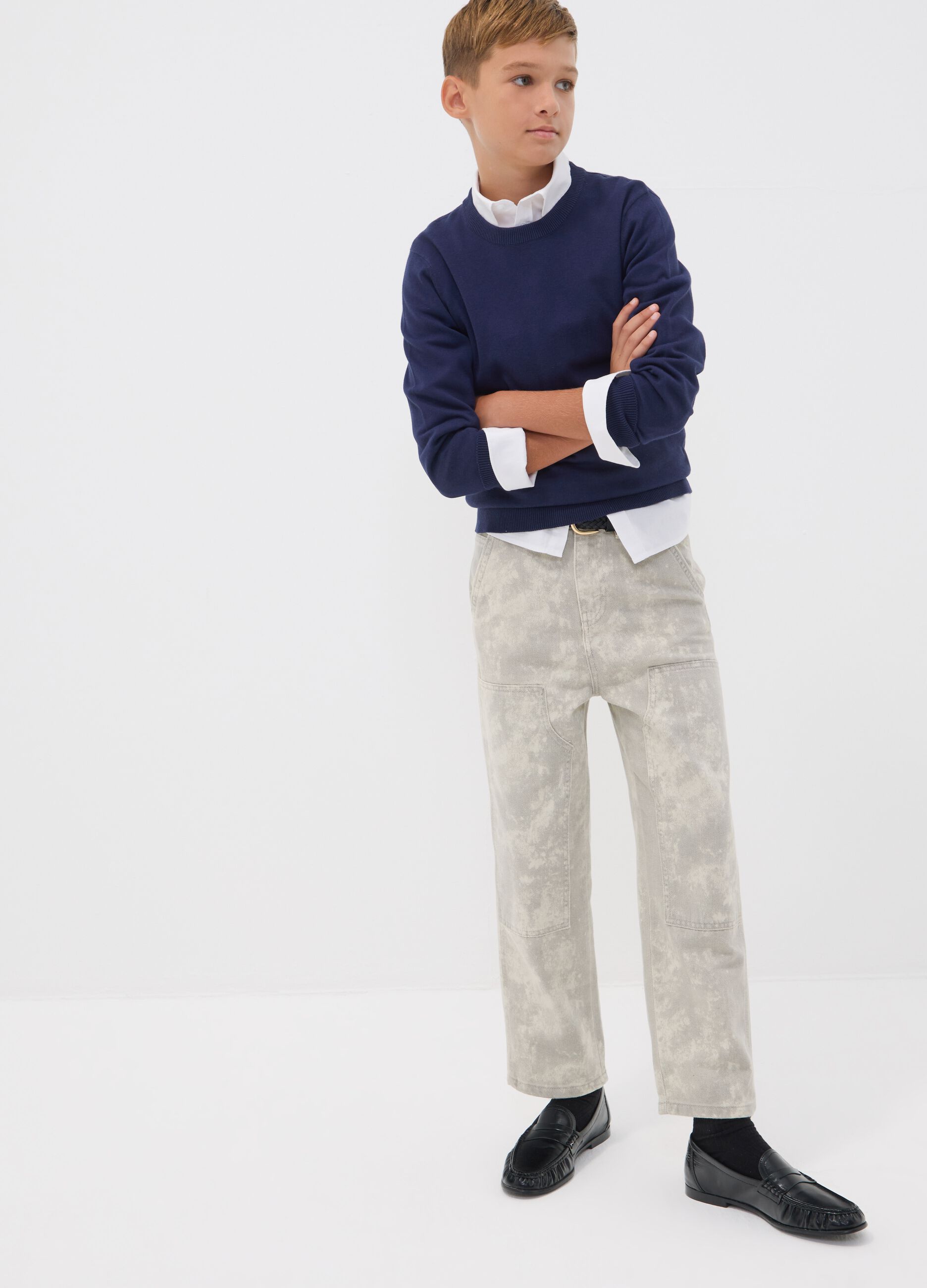 Blue long-sleeve pure cotton regular-fit top for boys