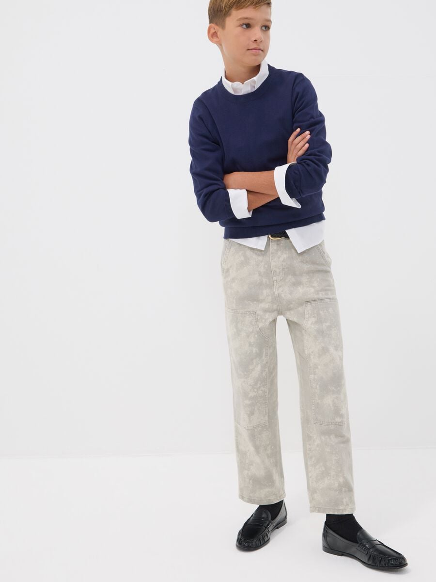 Blue long-sleeve pure cotton regular-fit top for boys_1
