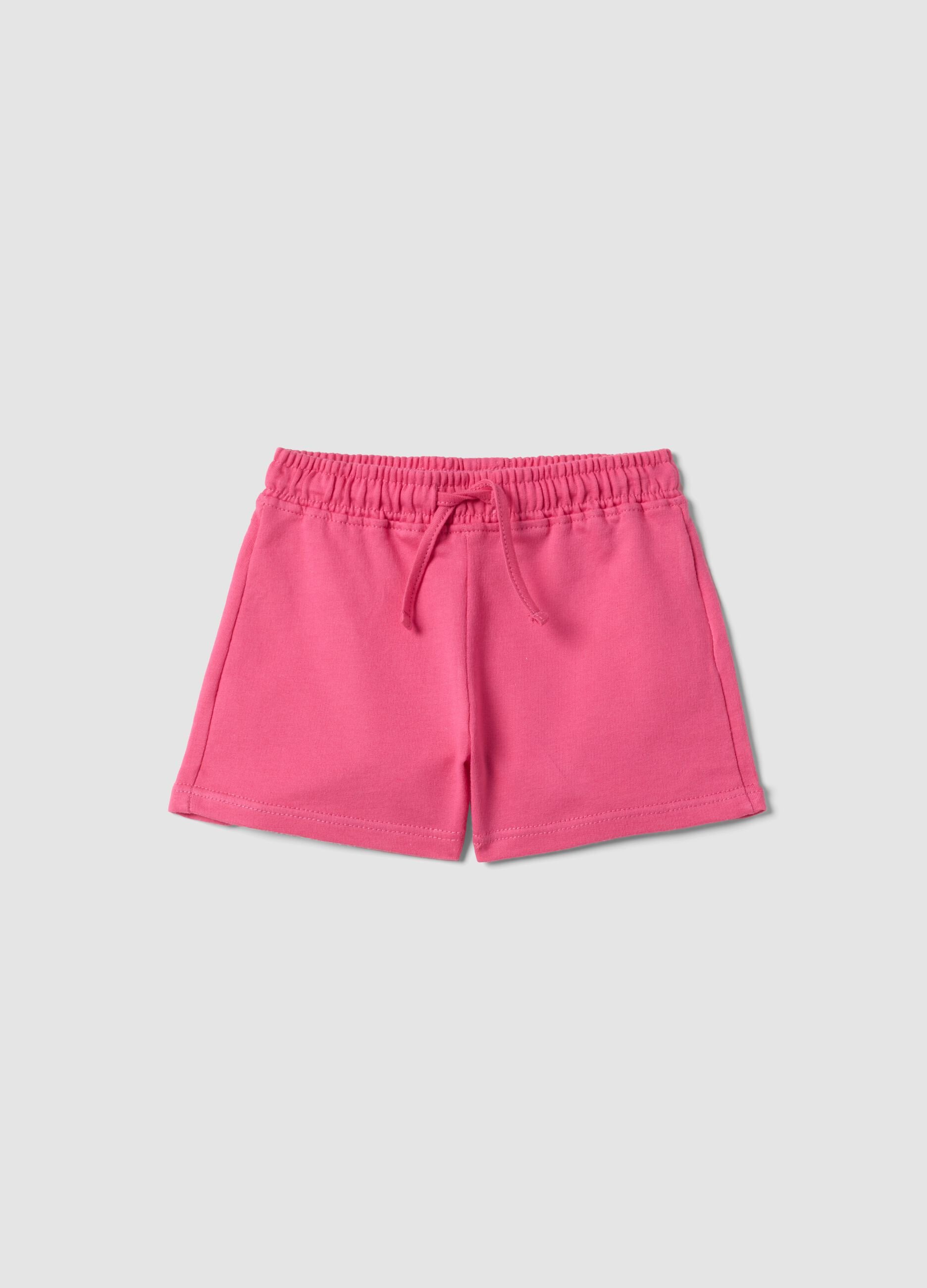 Girls&rsquo; pink pure cotton shorts, regular fit
