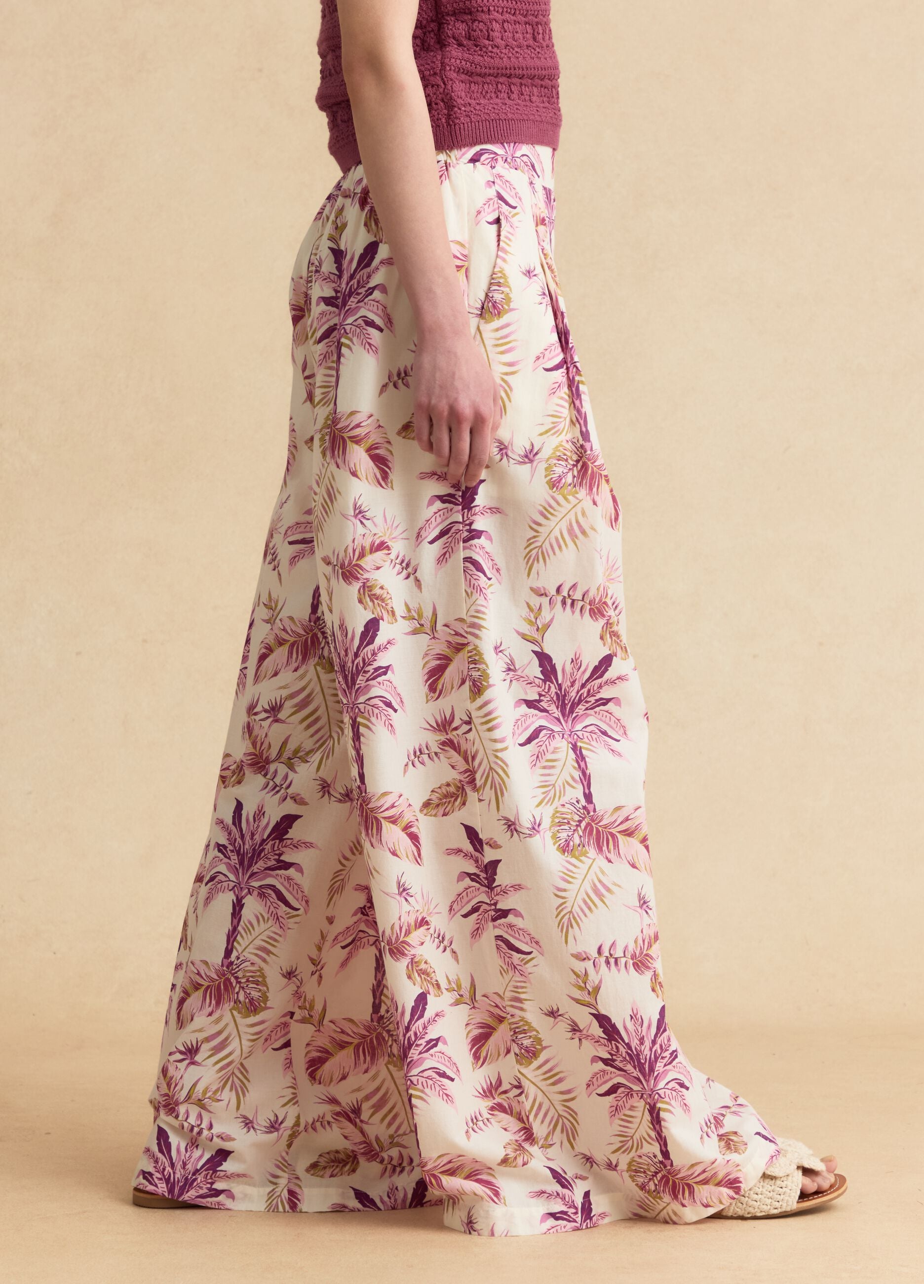 Pink pure cotton palazzo trousers