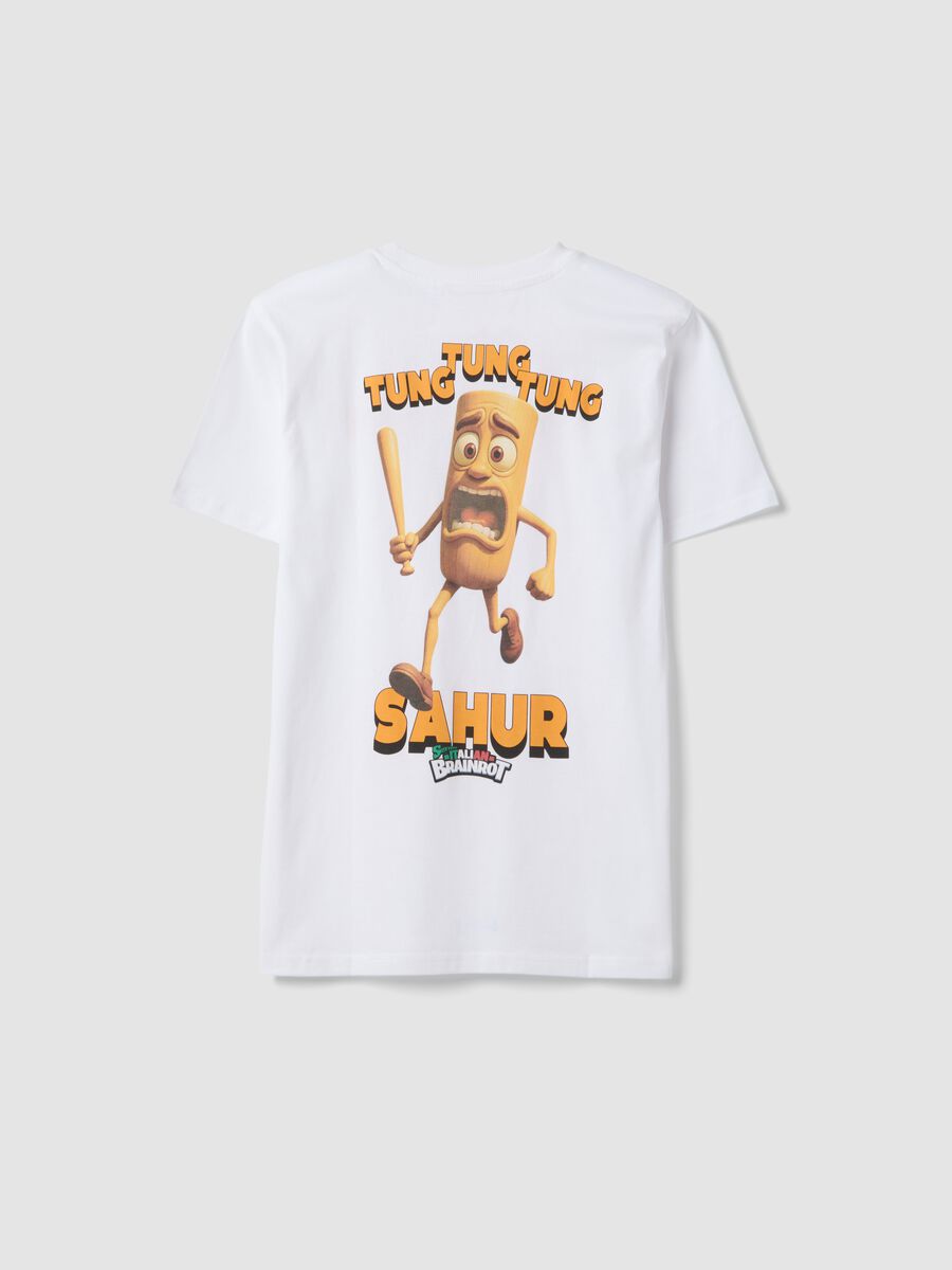 T-shirt in puro cotone bianca da ragazzo regular fit con stampe_1