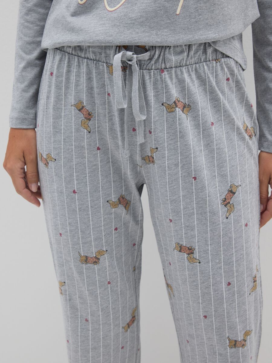 Grey cotton blend long pyjamas regular fit_3