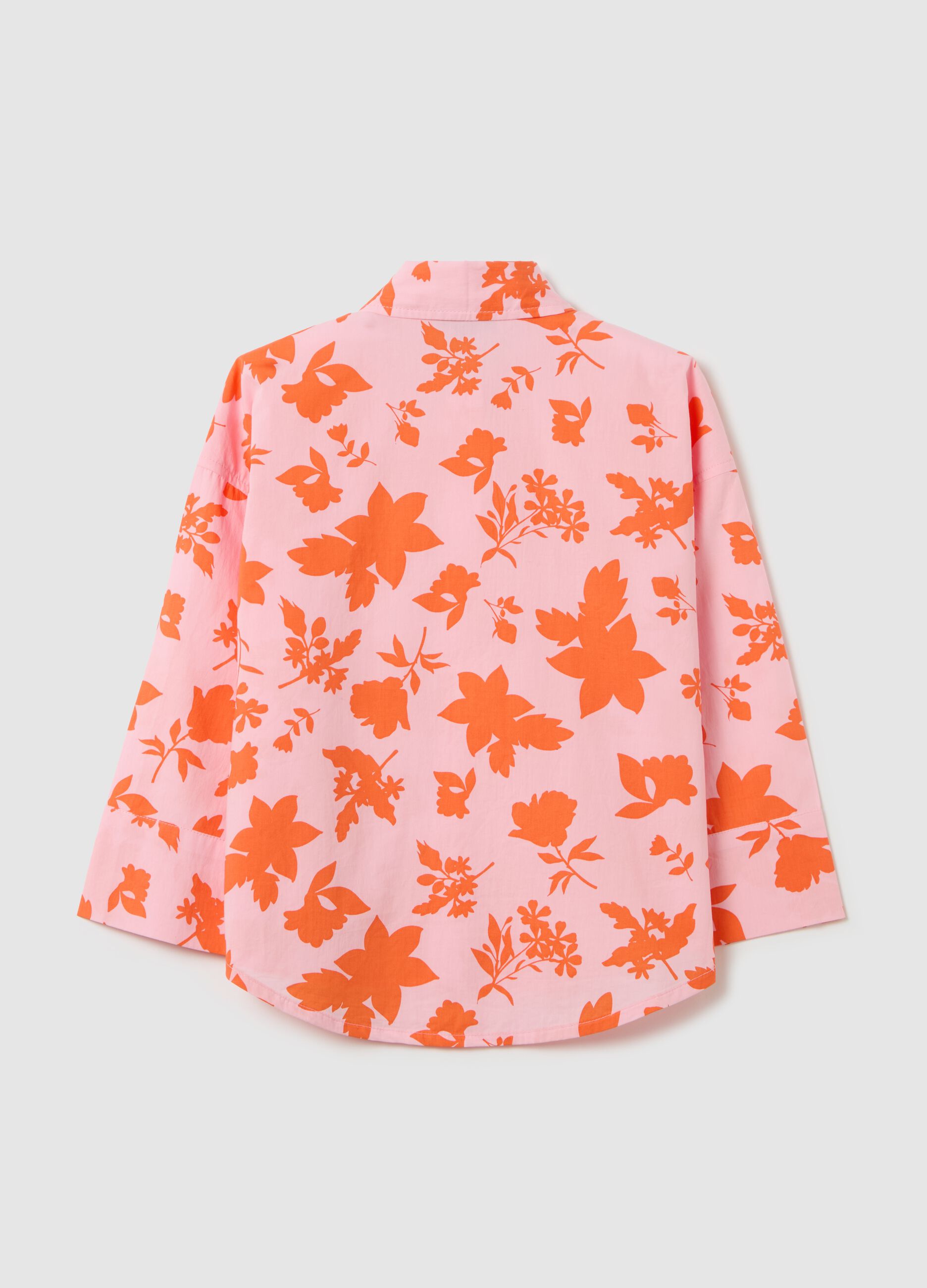 Camicia foliage in cotone con tondini 