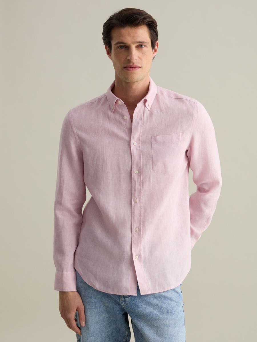 Regular-fit shirt in linen with pocket_0