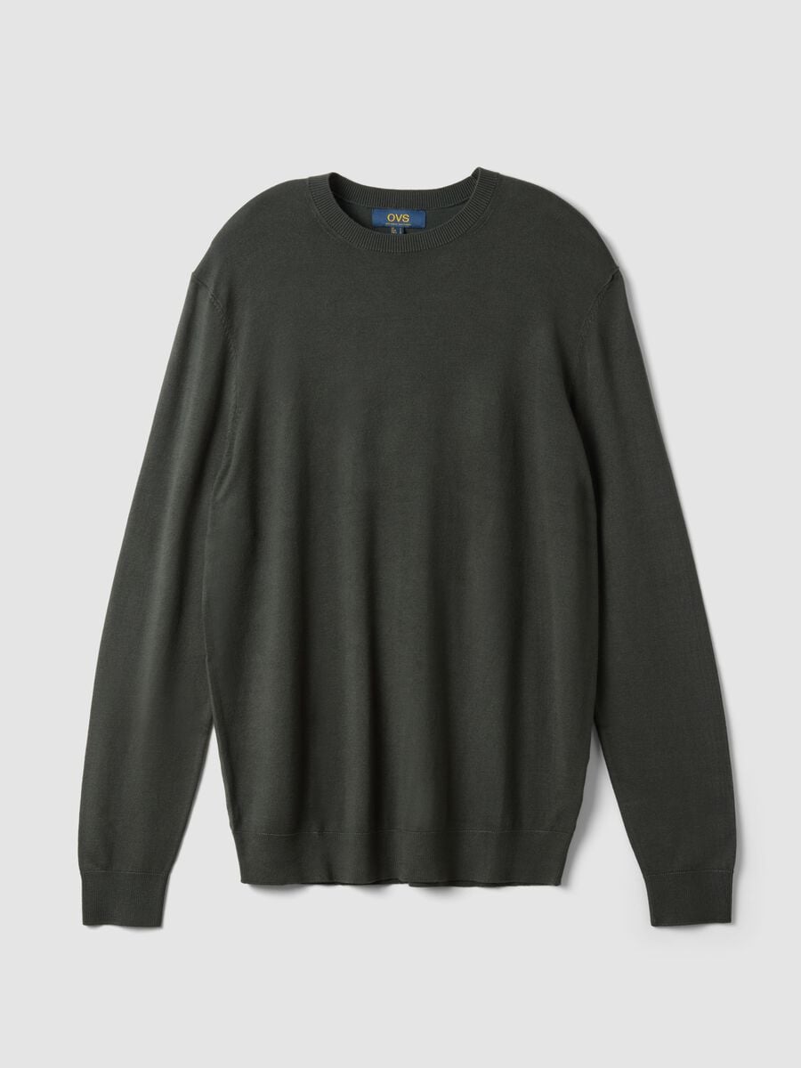 Maglia girocollo verde in misto viscosa regular fit_0