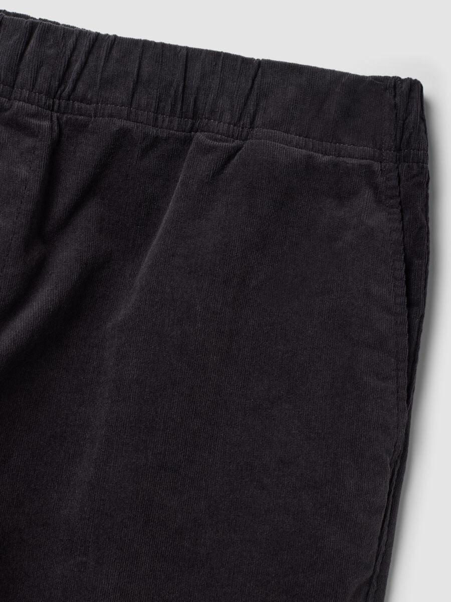 Blue stretch cotton wide-leg trousers_1
