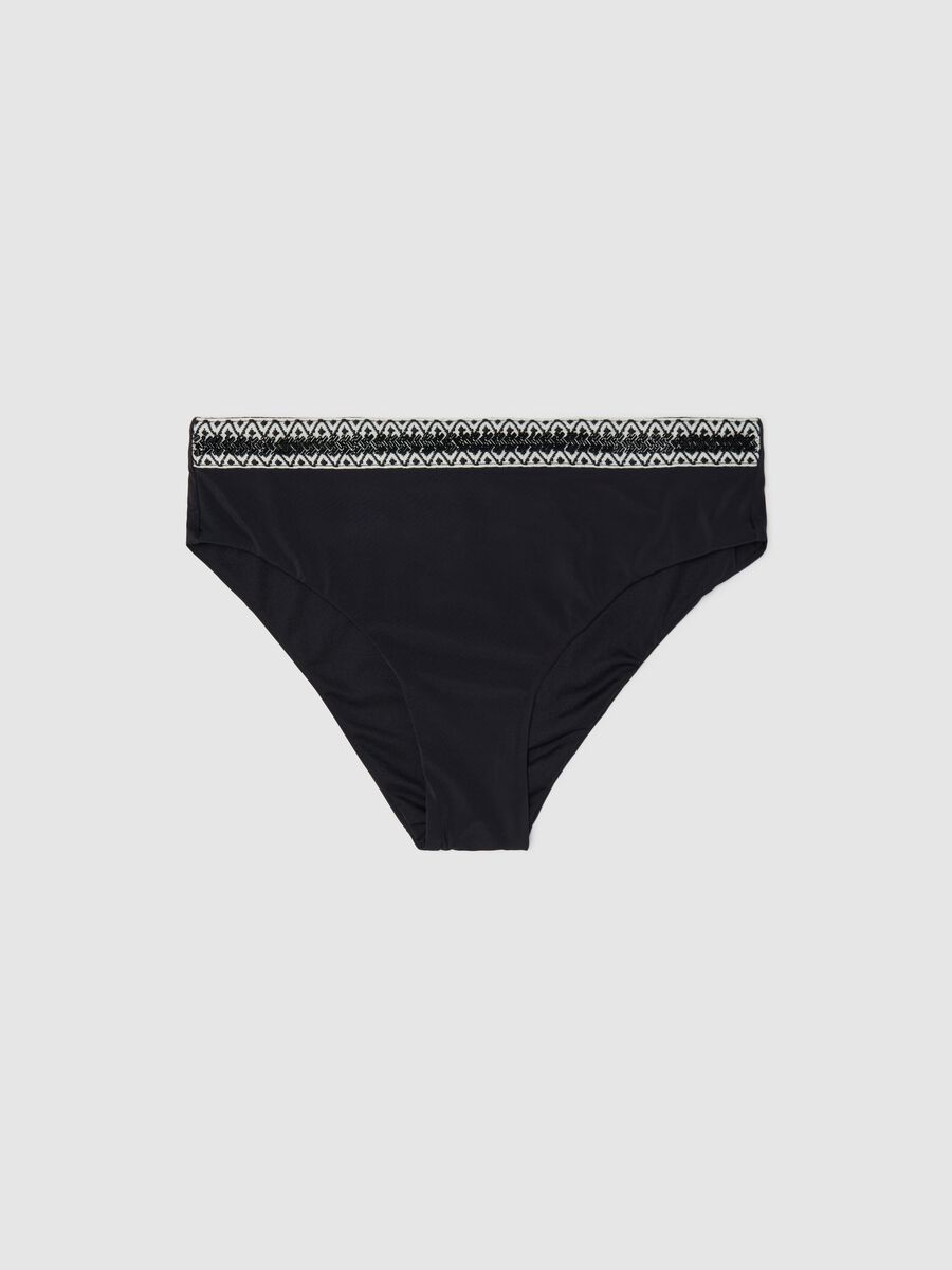 Women’s briefs in black stretch fabric with decorative band_0