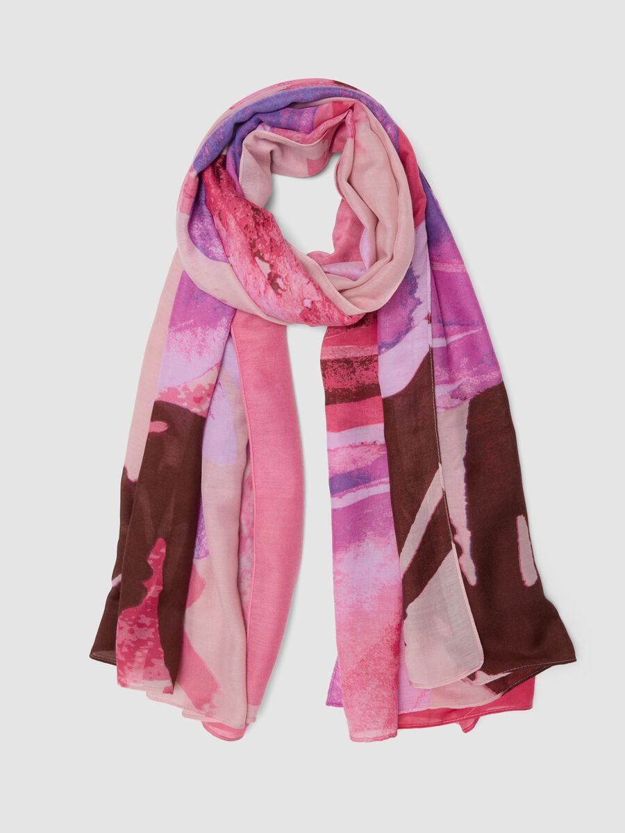 Pink abstract-print scarf_0