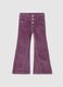 Girls' Wide-Leg Cotton and Purple Velvet Trousers_0