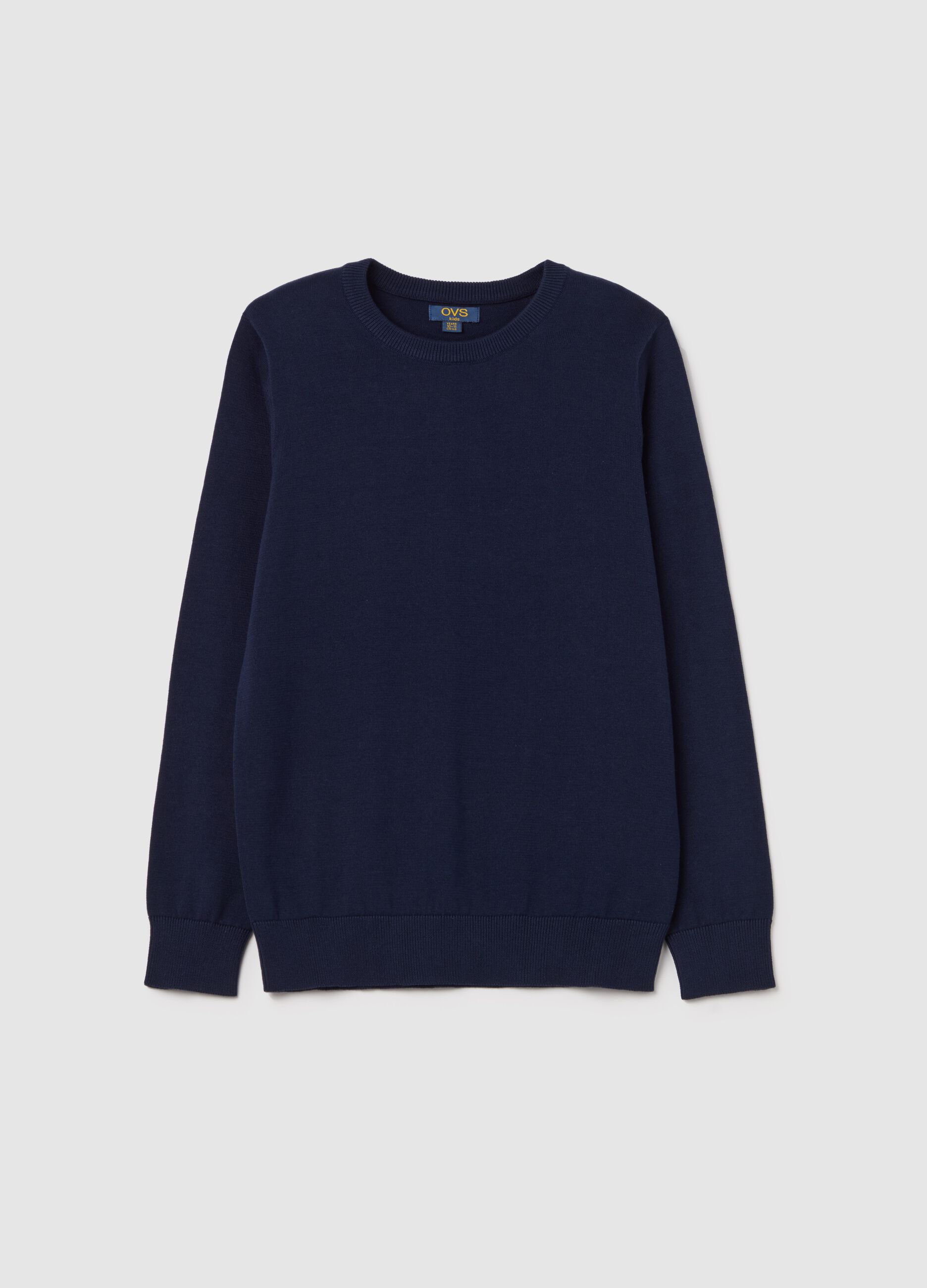 Solid colour cotton pullover