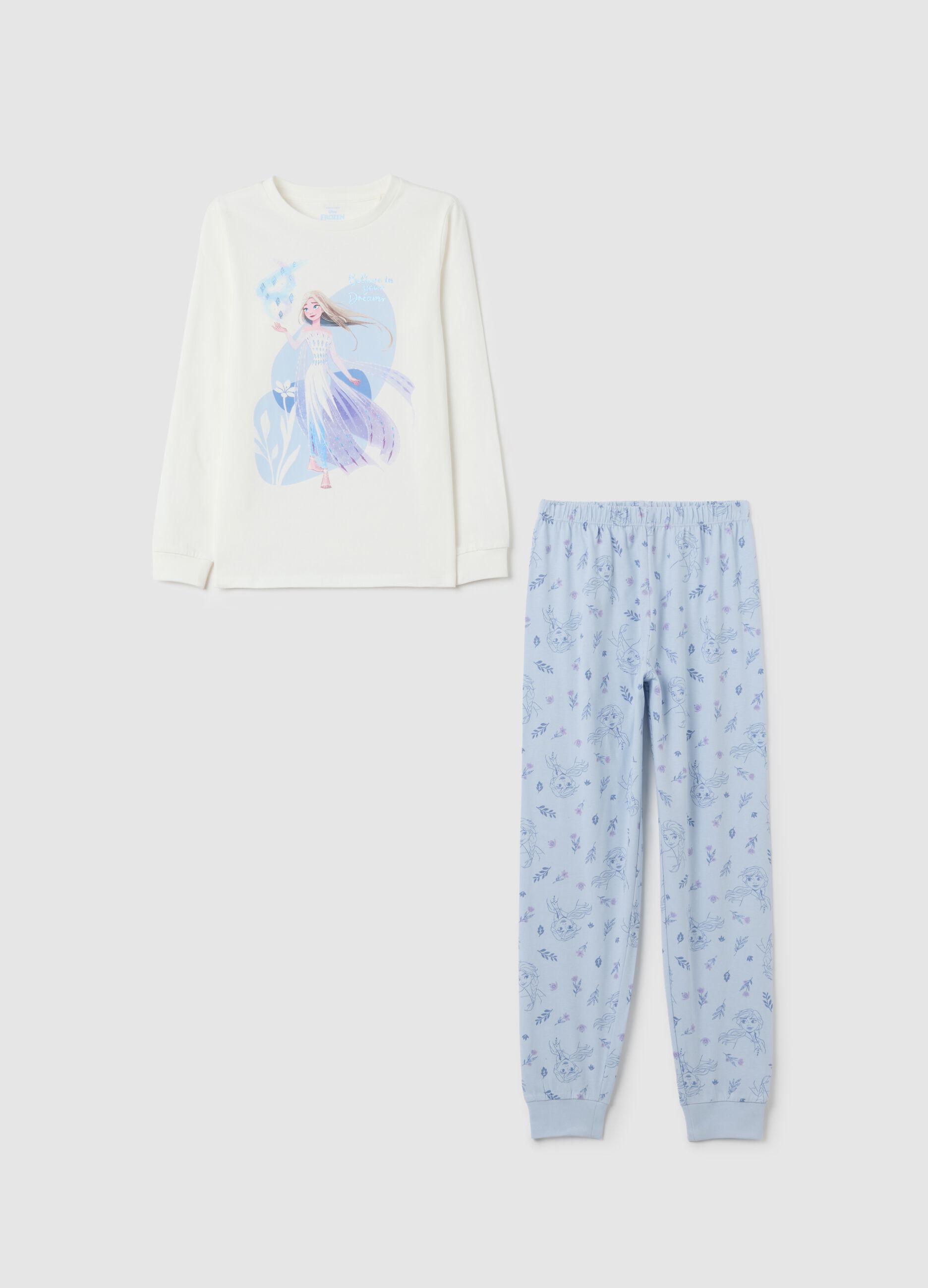 Pigiama da bambina in puro cotone multicolor regular fit