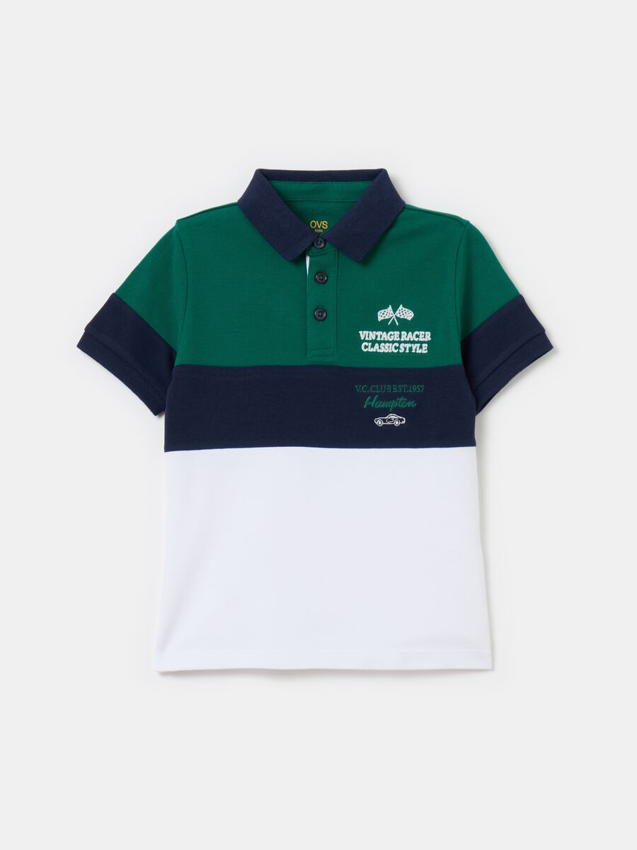 Piquet polo shirt with lettering embroidery_0