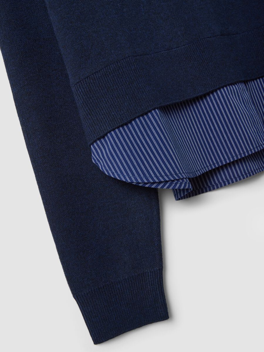 Felpa blu in misto viscosa con scollo a V_1