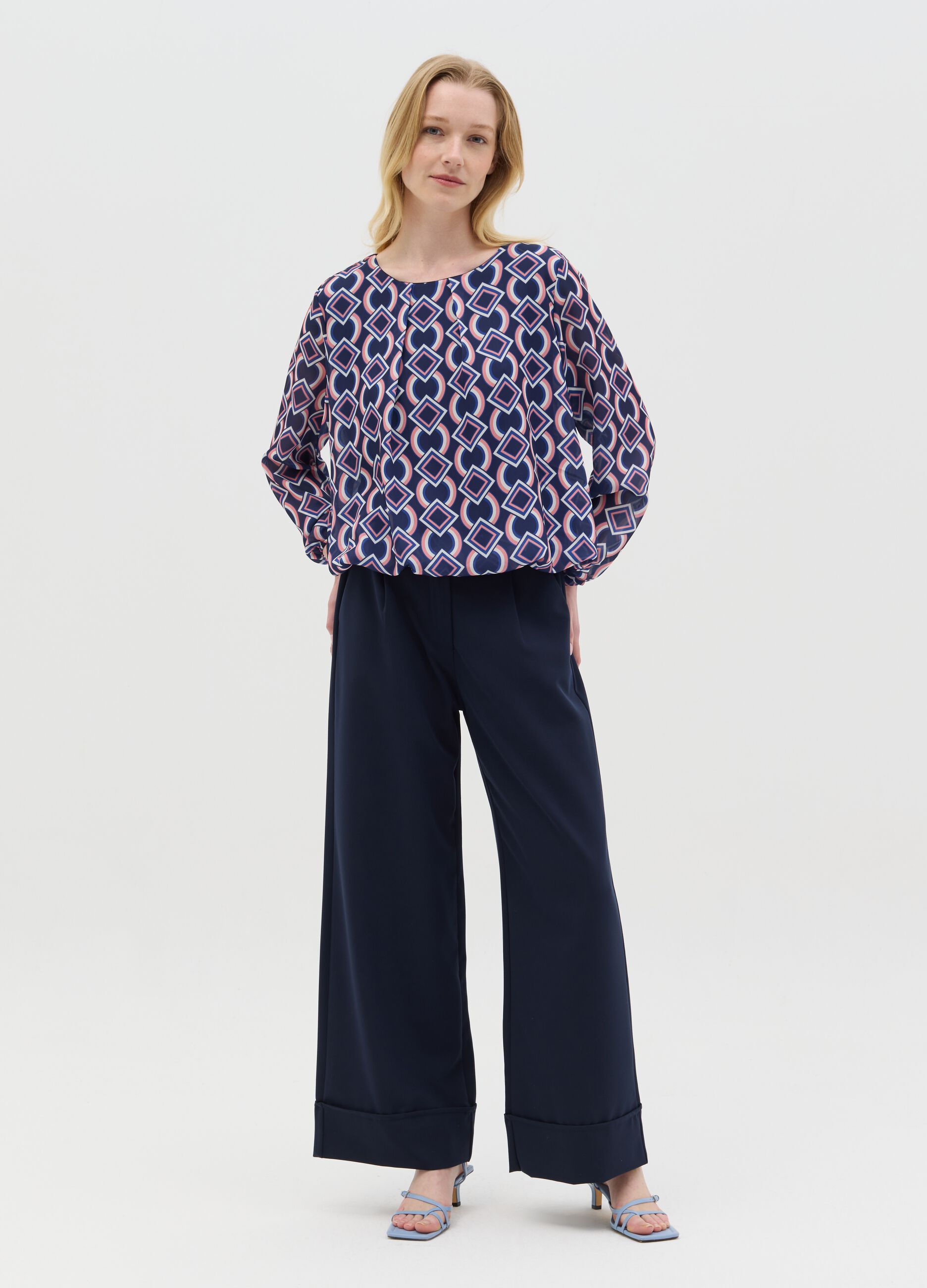 Blouse with geometric print