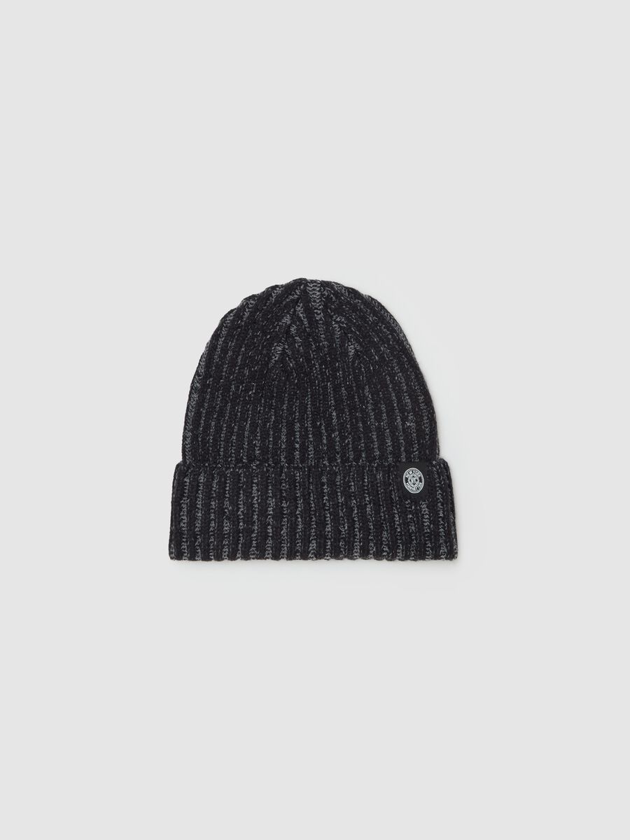 Ribbed knit hat with fold_0