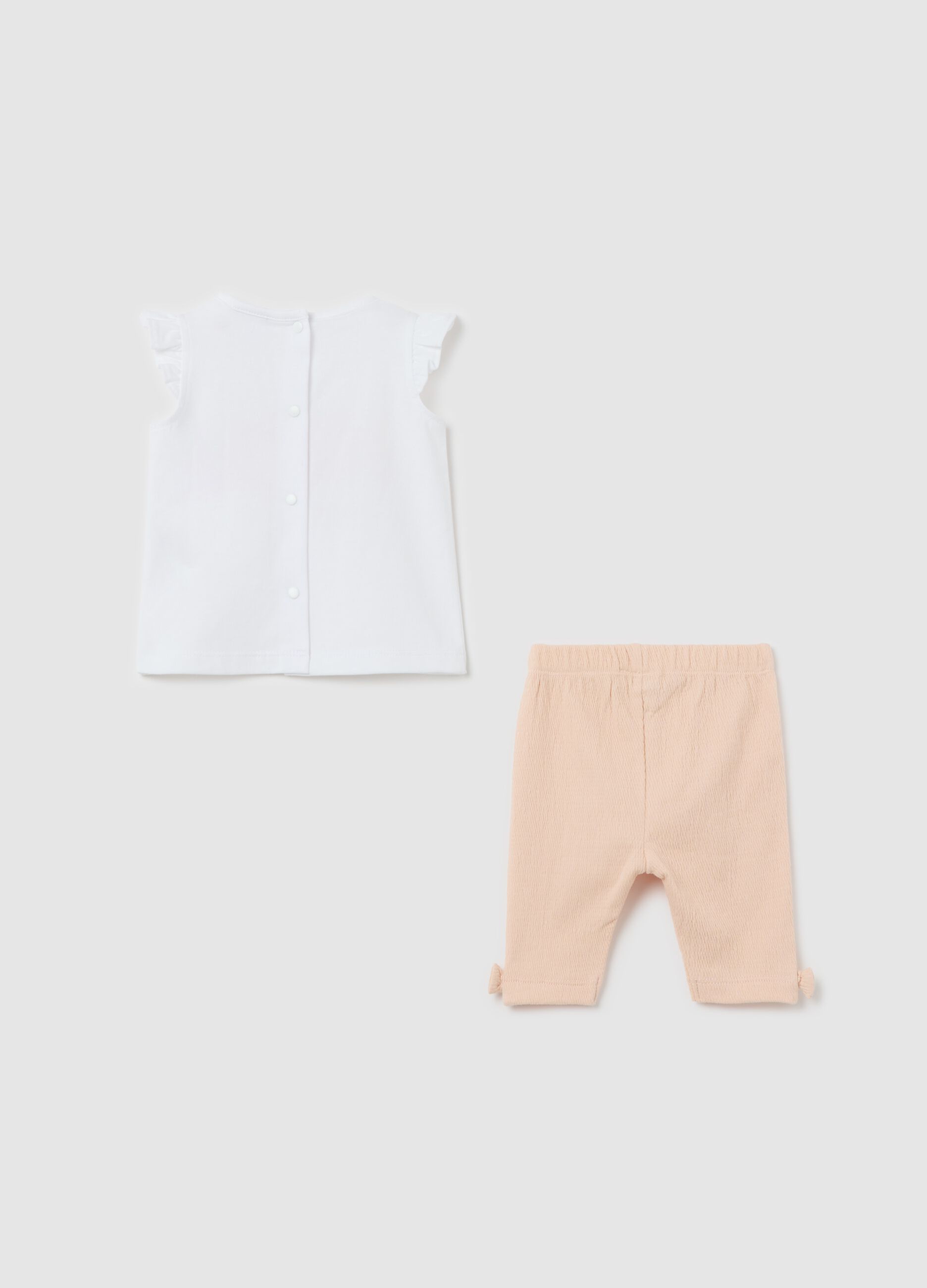 White and orange set in cotton with tigers print