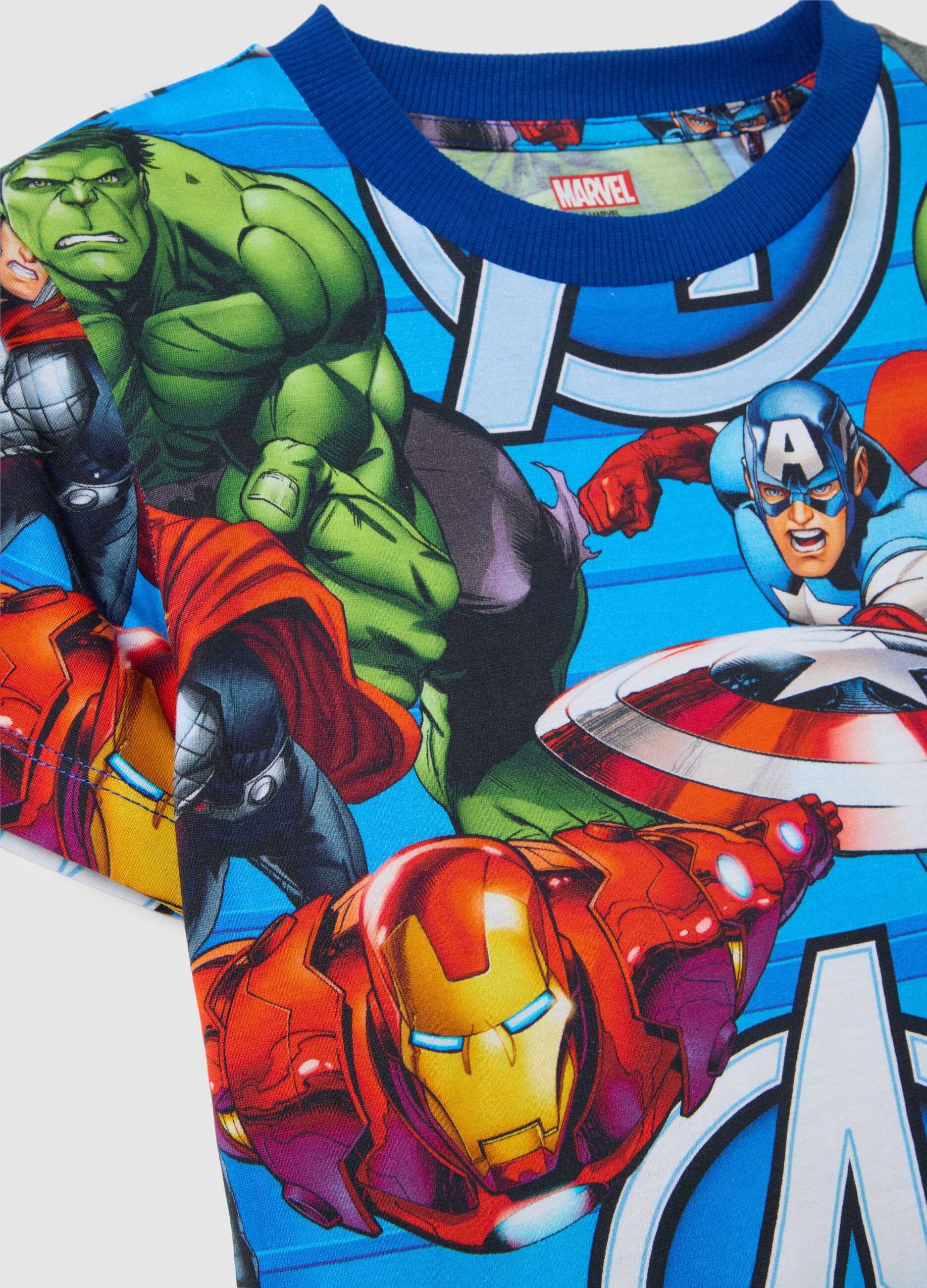 Children's pure cotton multicolour T-shirt with Avengers print