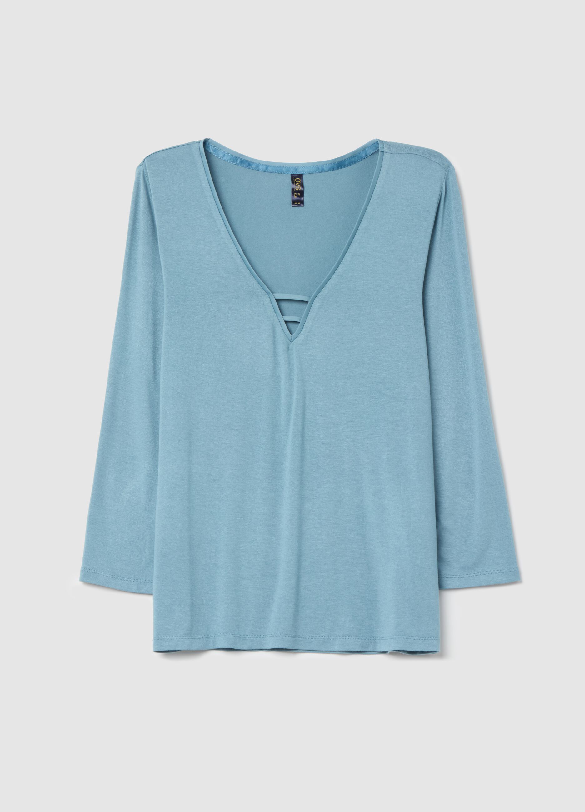 Pyjama top with V neck with detail