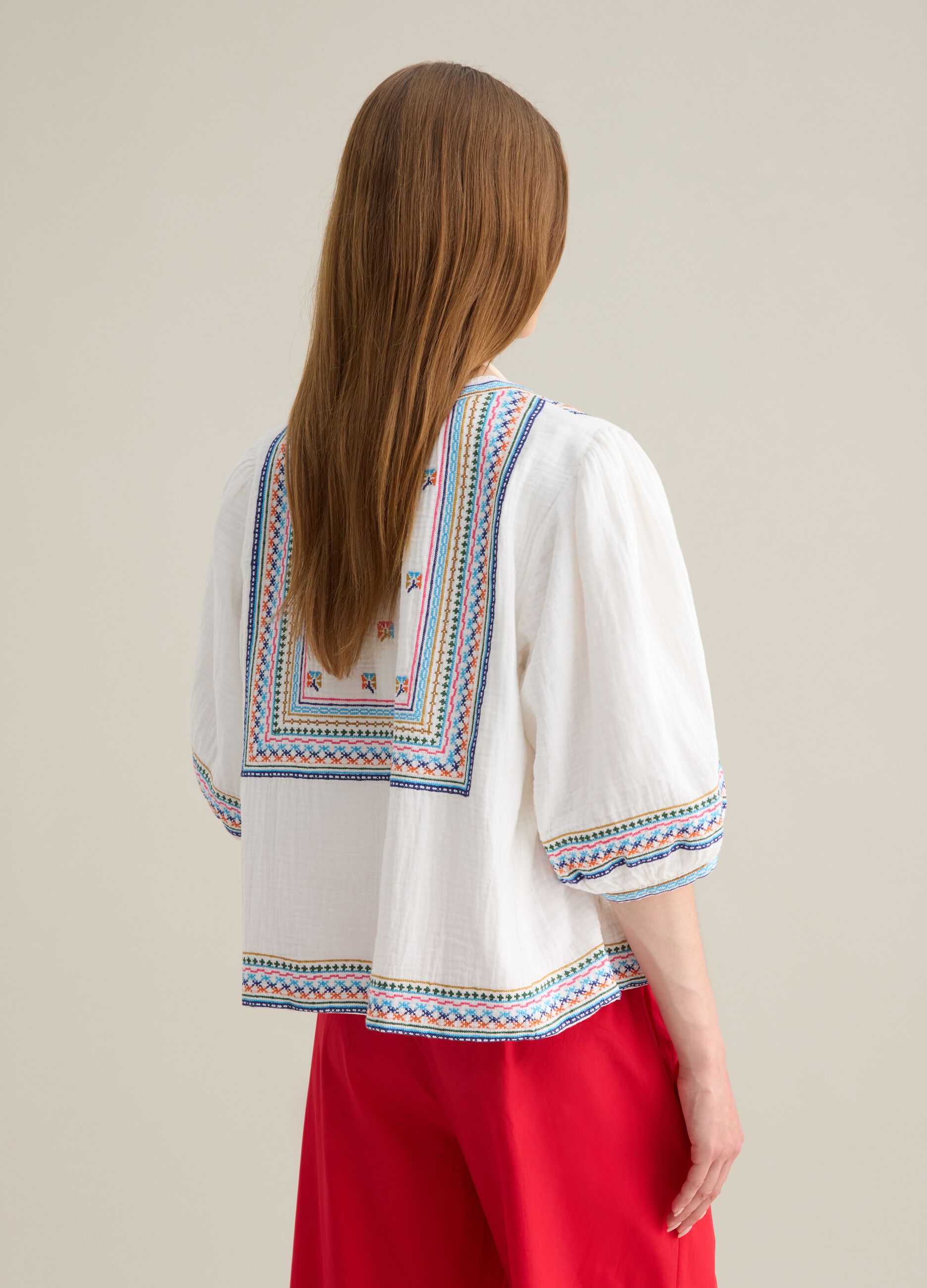 Camicia da donna in puro cotone multicolor over
