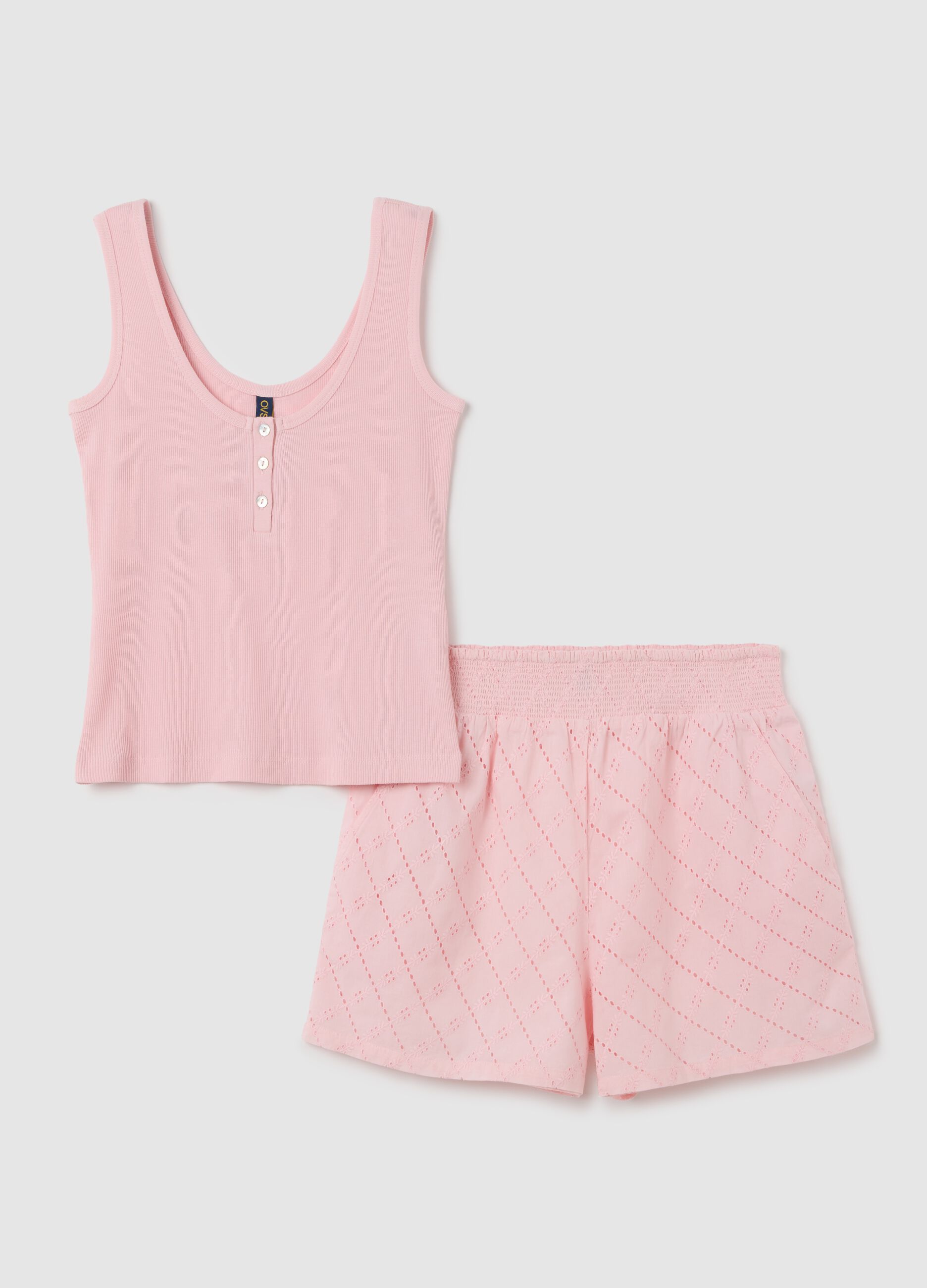 Women's Pink Cotton Vest and Shorts Pyjama Set