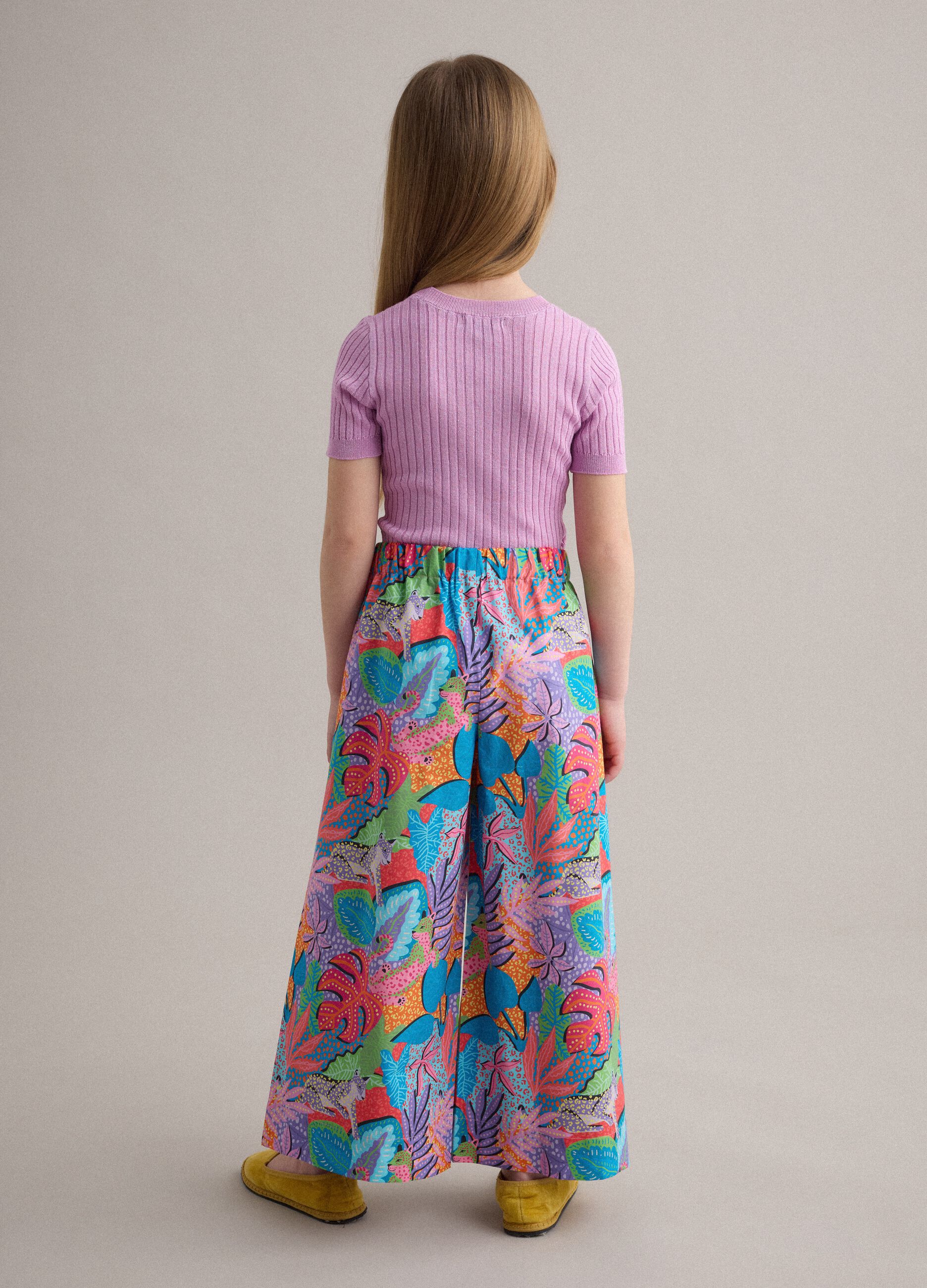 Multicoloured pure cotton palazzo trousers