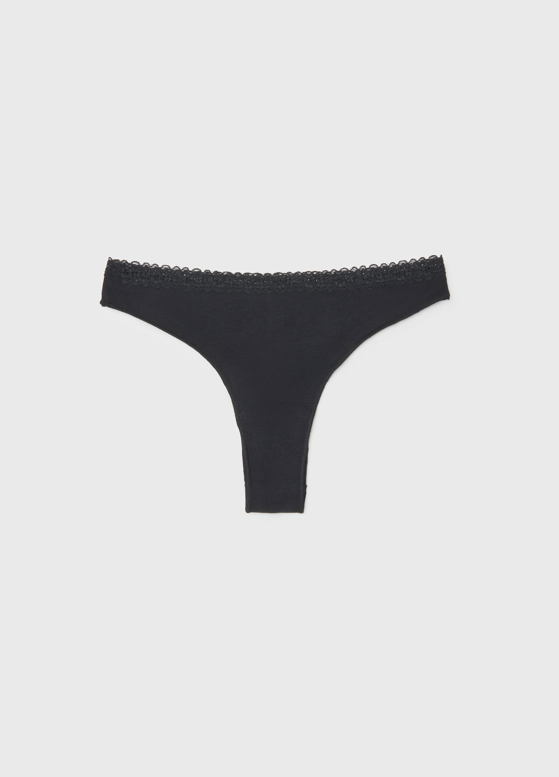 Black Stretch Cotton Brazilian Briefs Regular Fit