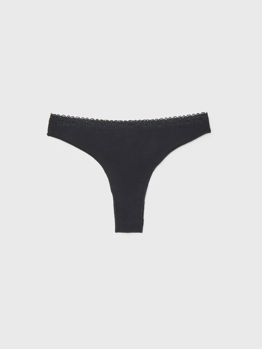 Black Stretch Cotton Brazilian Briefs Regular Fit_0