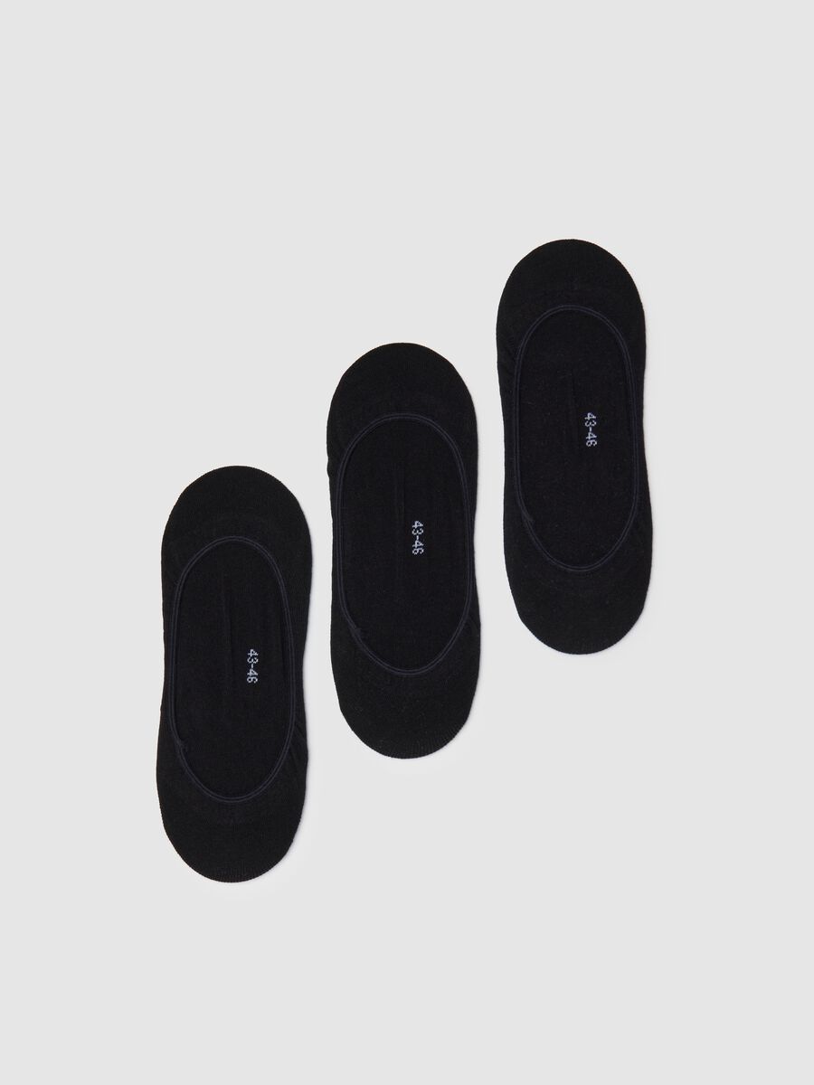 Three-pack black shoe liners in stretch cotton_0