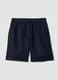 Blue pure linen Bermuda shorts with elasticated waist_4