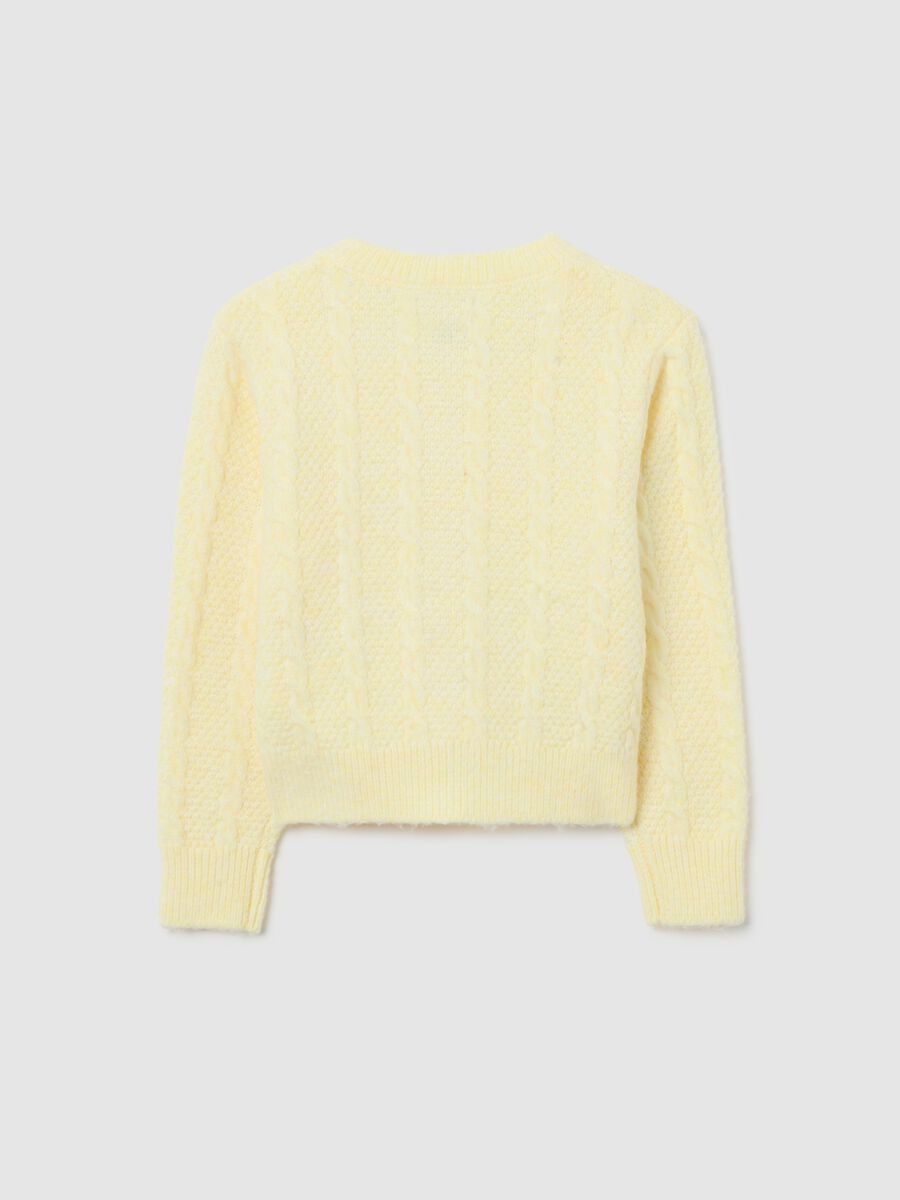 Cardigan da bambina giallo regular fit con bottoni_1