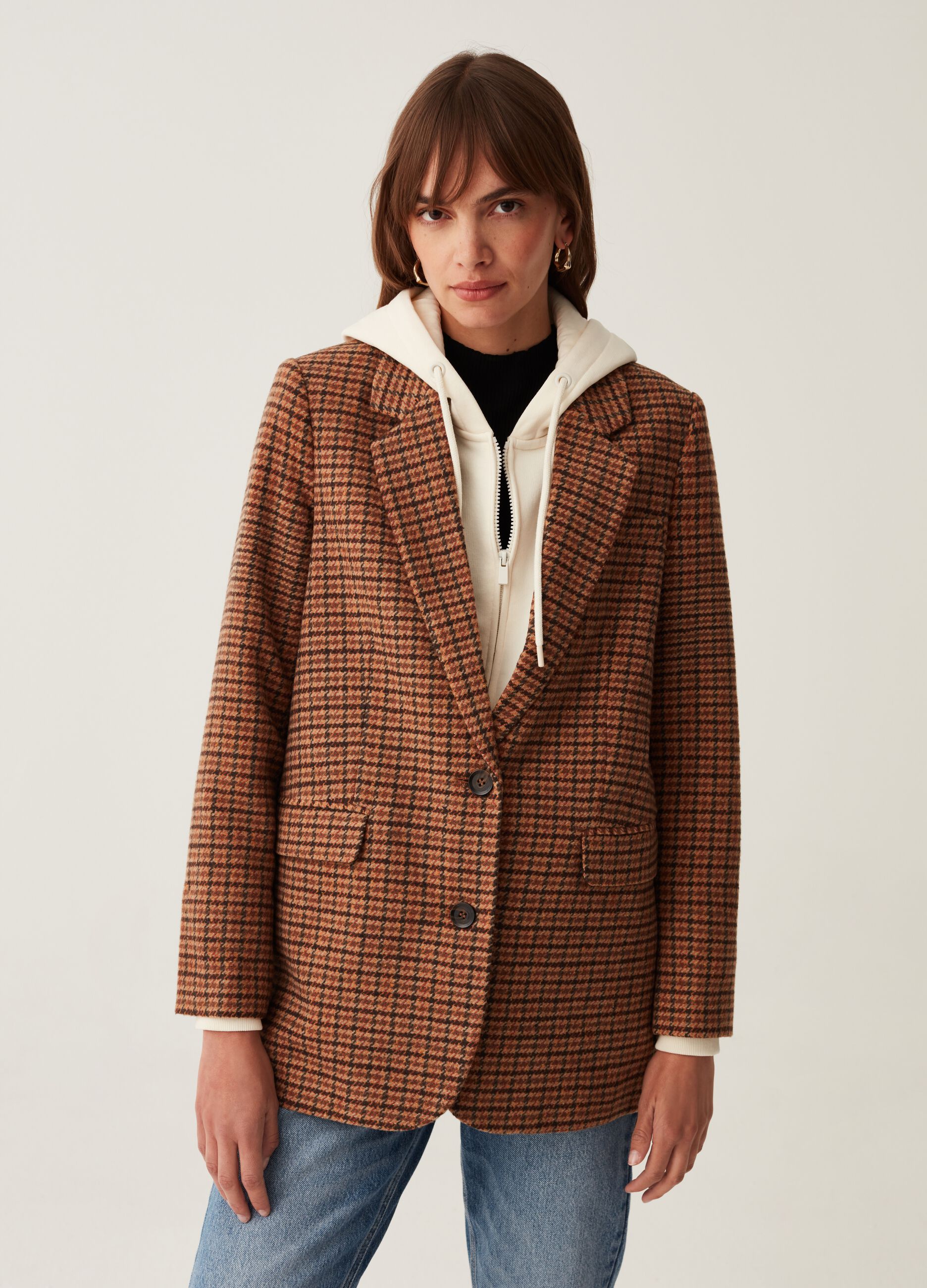 Blazer monopetto pied de poule_1